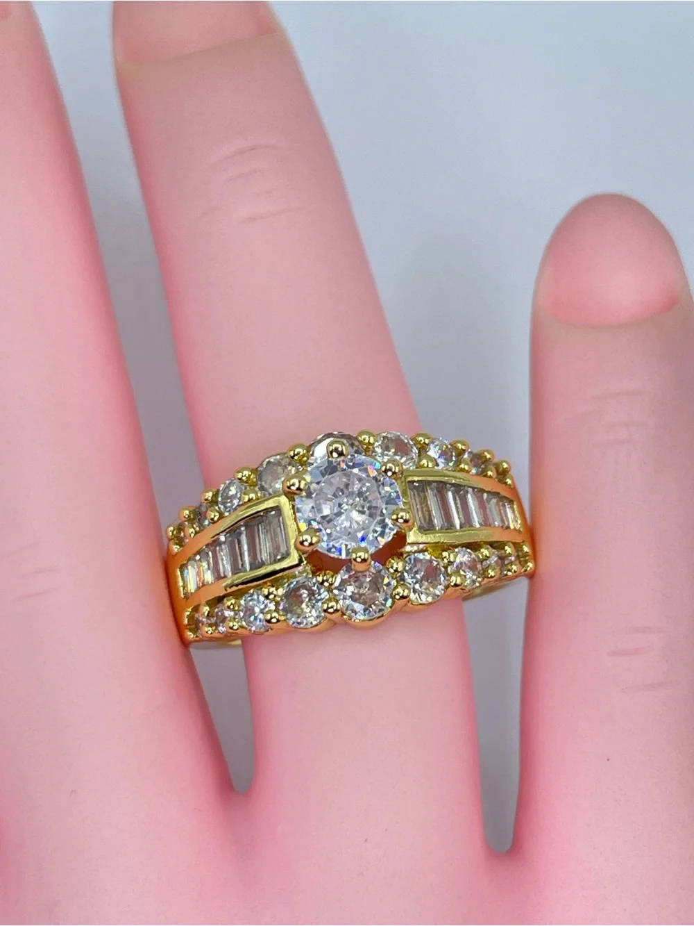 Swarovski Crystals Elements White Crystal Art Deco Bridal Ring Sz 9